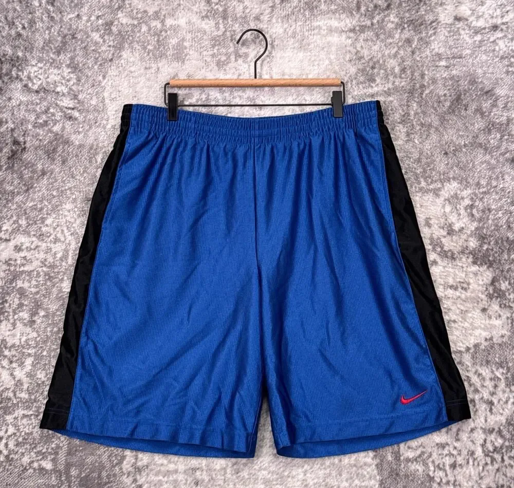 Vintage Nike Dazzle Basketball Shorts XXL Mens Y2K Blue And Black Track Stripe